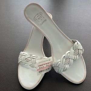 Brand new, never worn Circa comfort white leather sandals.   Paid $49.99